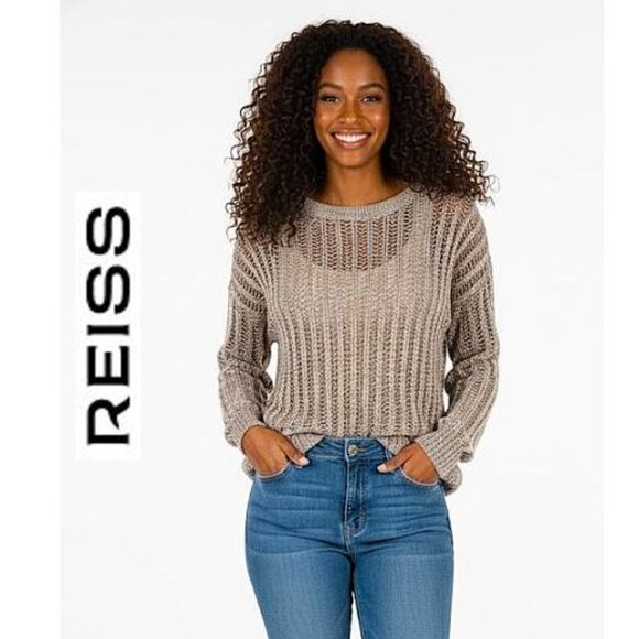 REISS - Poly space dye cotton blend open knit sweater - Picture 1 of 10